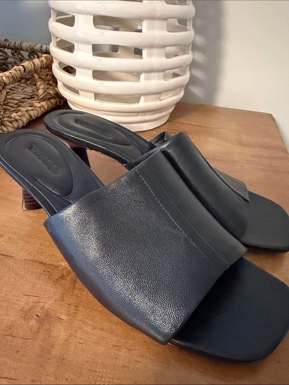 Vince Black Slip-On Heeled Sandals